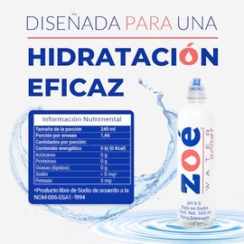 Zoé Water Sport - Pack De 12 Piezas De 500ml c/u - Agua Embotellada pH 9.5 - Electrolitos - Para Deportistas - Tapa Deportiva - Potasio, Magnesio, Cal
