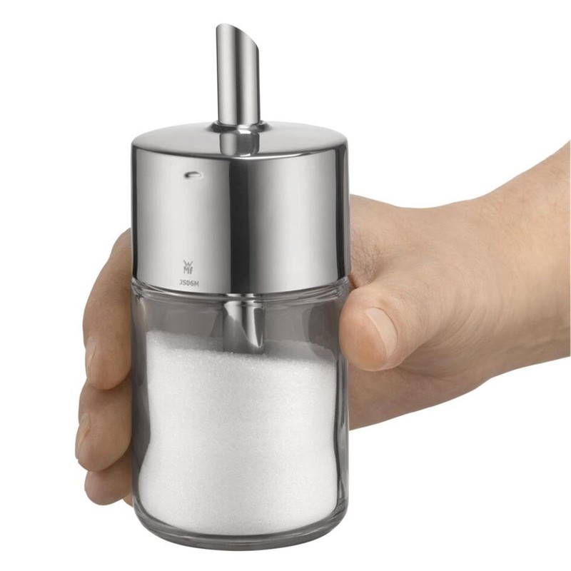 WMF Barista Zuckerstreuer 240g, Glas, Cromargan Edelstahl poliert, ideal für