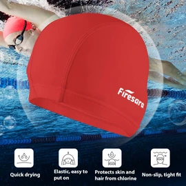 Lycra Swimming Cap, Firesara Swim Cap Anti-Tear Swim Hat Comfortable No-Slip for Men Women Long Short Hair Adult Boys Girls-Red