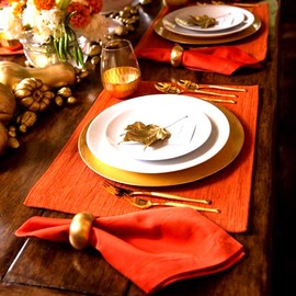 Getfitsoo - Juego de 6 servilletas de tela de algodón (17 x 17 pulgadas) para uso diario, servilletas reutilizables 100% algodón, servilletas perfectas para cenas de Navidad, Día de Acción de Gracias, bodas (naranja)