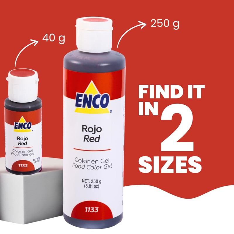 ENCO Food Coloring Gel Red 1.41 oz (40g) Concentrated, Vegan