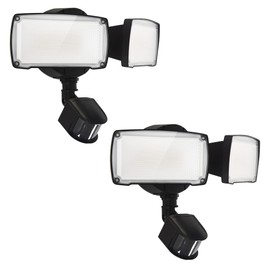 UME 2 Pack 19W LED Flood Light Motion Sensor Outdoor, 2 Adjustable Head, 2000LM, 5000K, IP65 Waterproof, Dusk to Dawn Security Light with Photocell for Exterior,Outside,Garage,House(Black)