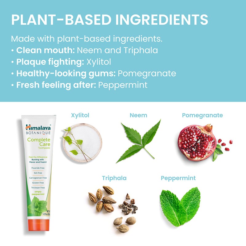 Himalaya Botanique Complete Care Toothpaste, Herbal, Peppermint Flavor, Fights Plaque,