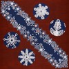 Simhomsen Towel Embroidered Snowflake Design Navy Blue and White Table