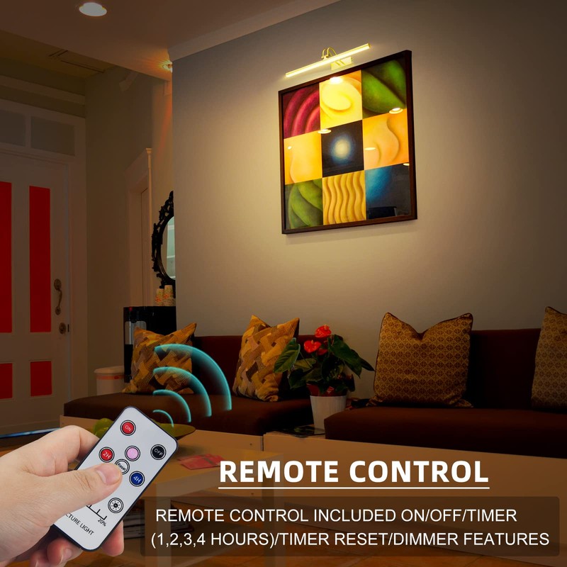 RAIFOOLLY Picture Light,16in Wireless Battery Wall Lighting,Remote Art Lights for