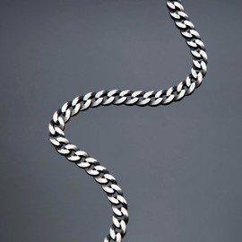 Tuscany Silver Women's Sterling Silver Oxidised Flat Curb Chain 51 cm / 20 Inches, Silver