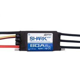 Waterproof Amplifier ZTW Shark 80A/100A ESC G2 Built-in Adjustable Switching BEC 5V/6V 8A 2-6S Water Cooled Bi-Directional 32 Bit Brushless Speed Controller for RC Boat and Underwater Thruster (Shark