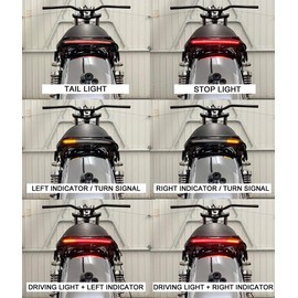 Alchemy Parts Universal LED Strip Rear Light with Integrated Indicators for Motorcycle Tail Enhancement - Durable, Bright, and Neat Design (200mm)