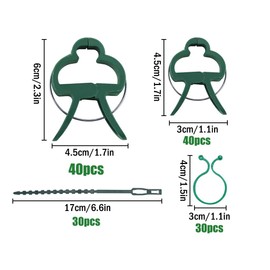 Anlising Plant Clips, 80 Pieces Plant Holder with 30 Plant Ties + 30 Plant Clips Attachment, 2 Sizes Plant Clips, Plant Clips for Tying for Flower, Vine, Vegetables, Tomatoes