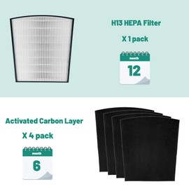 BreshAir LP-HF550 True HEPA Replacement Filter Compatible with Air Purifier LP550TH and LP550THP, includes H13 HEPA Filter and 4 Pre-Filters, Compare to Part# LP-HF550