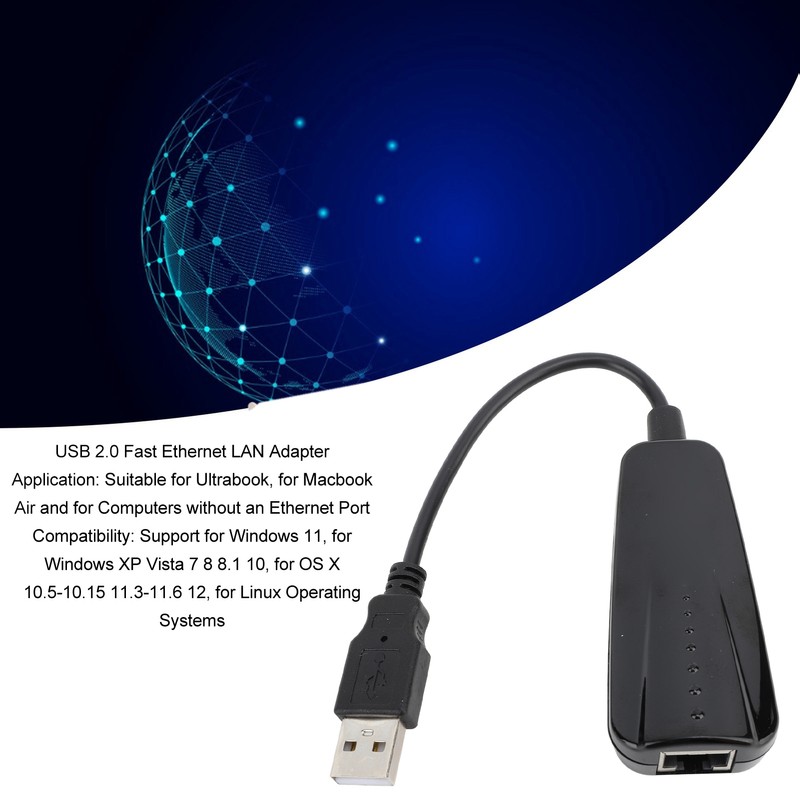 USB 2.0 Fast Ethernet LAN Adapter 10 100Mbps Plug and