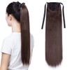 Ponytail Extension 22inch Long Straight Pony Tails Tie up with