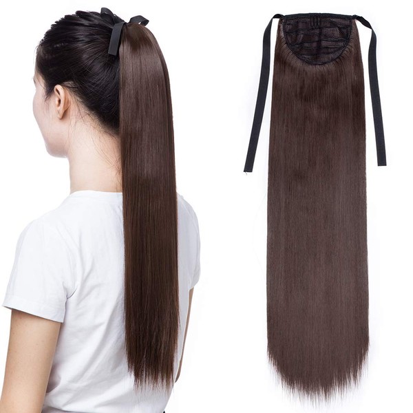 Ponytail Extension 22inch Long Straight Pony Tails Tie up with