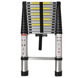 elfinrm Folding Telescoping Ladder 12.5FT Aluminum Extendable Ladder One Button Retraction Multi-Use 330 Lb Capacity