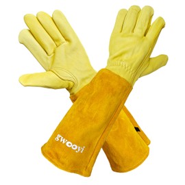 Gardening Gloves,thorn proof gloves,long garden gloves,leather gardening gloves for women (yellow, L)