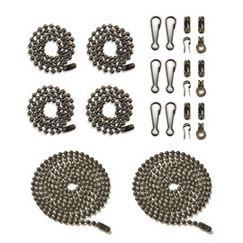 Wayilea Ceiling Fan Light Pull Chain Extender, 3.2mm Diameter Oil Rubbed Bronze Chain String Extension Replacement for lamp Fixture (Four 13.7 Inch, Two 35.4 Inch, 12 connectors & 6 Hooks)