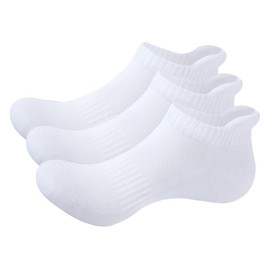 WEARPEER 03 Pairs Ankle Socks for Men & Women Breathable Athletic Running Socks Sports no Show Socks Low Cut Socks Men- 03 Pairs White Large