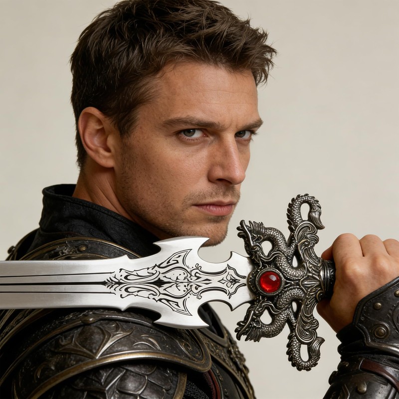 ShangYaSM 680 Silver wall Mounted Fantasy Decorative Sword with Display