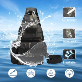 Armiya Men's Tactical Sling Bag, Small Shoulder Chest Molle Daypack Backpack for Cycling Hiking Camping Trekking (black camouflage)