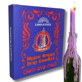 Candlestock Hippie Drippy Drip Candles - Pack of 6 Dripping Taper - Wine Bottle Melting Candles (Purple)