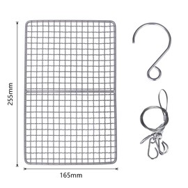 iBasingo Titanium Grill Grate with Stainless Steel Haning Chain Mini Grill Net Charcoal BBQ Grill Plate Camping Pot Rack Baking Cooling Grill for Ourdoor Hiking Picnic Backpacking Ti2022C+Ti9004O