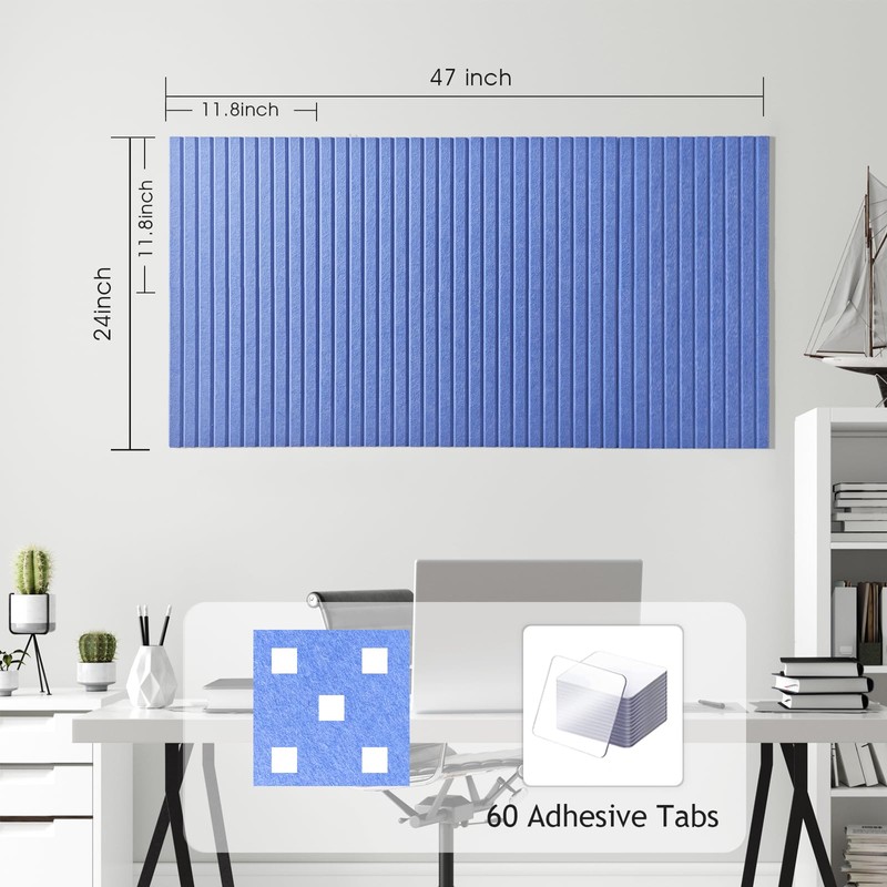 Large Cork Board for Office, 8 Pack Felt Wall Tiles