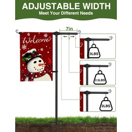 KBLOONG Garden Flag Holder Stand with Shepherds Hooks, 51 Inch Extra Thick Weather-Proof Powder-Coated Yard Flag Holder with 4 Prong Base, Heavy Duty 3/4 inch Aluminum Stand, Suitable for 12x18 Flag