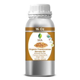 SVA Organic Frankincense Essential Oil – 16 Fl Oz – 100% Natural Boswellia Serrata Oil - for Diffuser, Hair Care, Face, Skin Care, Aromatherapy, Scalp and Body Massage, Soap and Candle Making