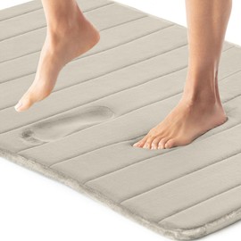 Gorilla Grip Memory Foam Bathroom Rug, Soft Absorbent Comfort Velvet Bath Mat, Dots on Underside, Washable Bathmat, Thick Cushioned Shower Floor Carpet Rugs Room Décor Accessories, 42x24 Mat Champagne