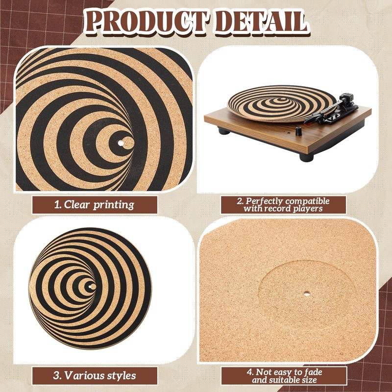Briwooody Cork Turntable Mat/3mm Thick for Better Sound Support on