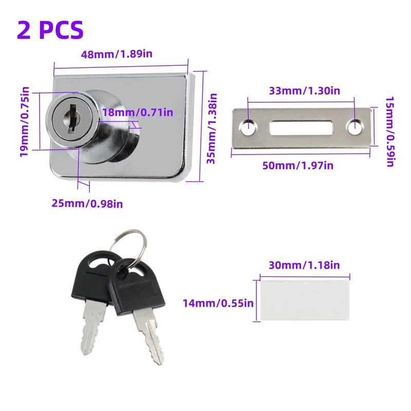 Risbay Showcase Lock Stainless Steel No Drill Glass Door Lock