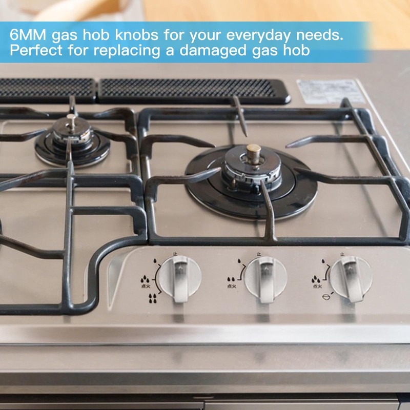 Xrten Pack of 4 6 mm Gas Hob Knobs, Gas