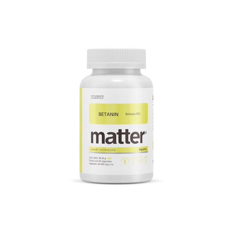 Matter Betanin Suplemento Betaína Hcl 500 Apoya Digestión Óptima Bienestar