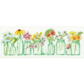 Dimensions 35310 Mason Jar Lineup Counted Cross Stitch Kit 14 Ct. White Aida NIP