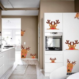 TOARTi Reindeer Window Decals, Adorable Wall Stickers for Nursery Car Decor, Lovely Christmas Home Decorations, 10 Count