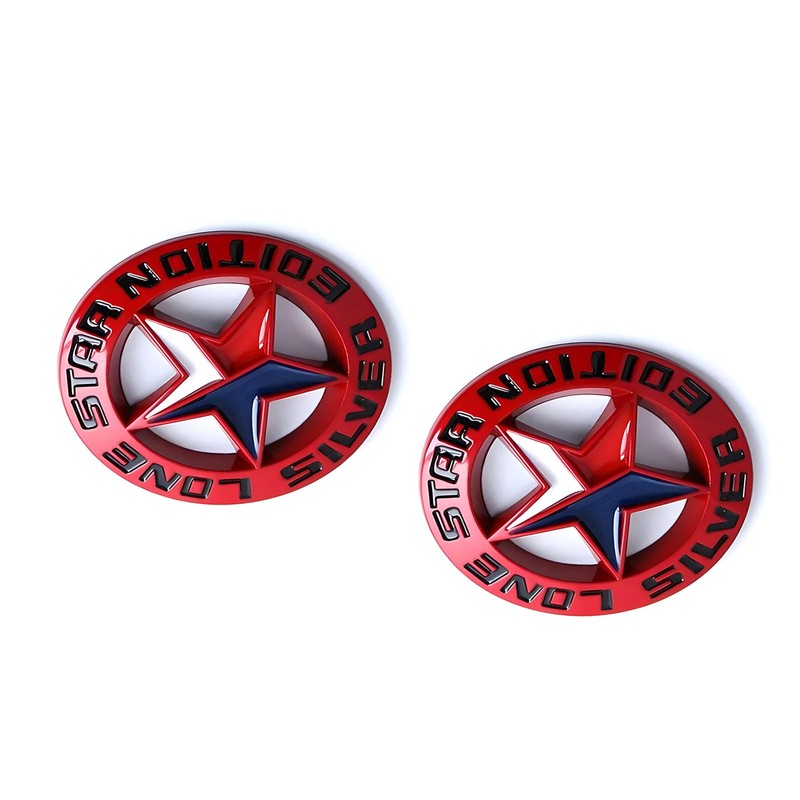 Pair Set Lone Star Silver Edition Texas Metal Badge Emblem