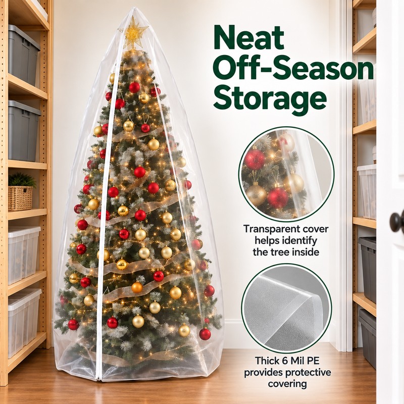 Transparent Christmas Tree Storage Bag for Artificial Trees – Thick