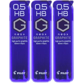 Pilot Mechanical Pencil Refills Neox Graphite 0.5mm HB, 40 Count (HRF5G-20-HB) - Pack of 3