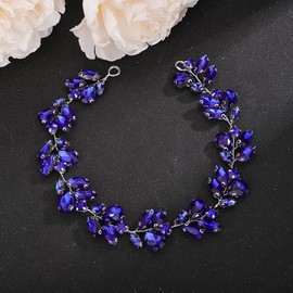Denifery Bride Wedding Rhinestone Crystal Hair Vine Handmade Bridal Rhinestones Headband Wedding Hair Accessories for Brides Vintage Headpieces for Women Girls (Deep Blue)