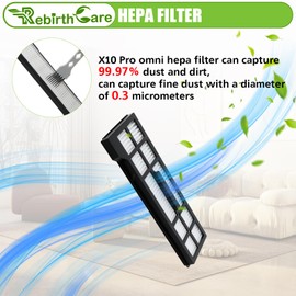 Rebirthcare 17Packs X10 Pro omni Replacement Accessories Kit Compatible with Eufy X10 Pro Omni Robotic Vacuum Cleaner, 4 Vacuum Bags, 2 Mop Pads, 2 Main Brushes, 4 Sweeping Brushes, 4 HEPA Filters