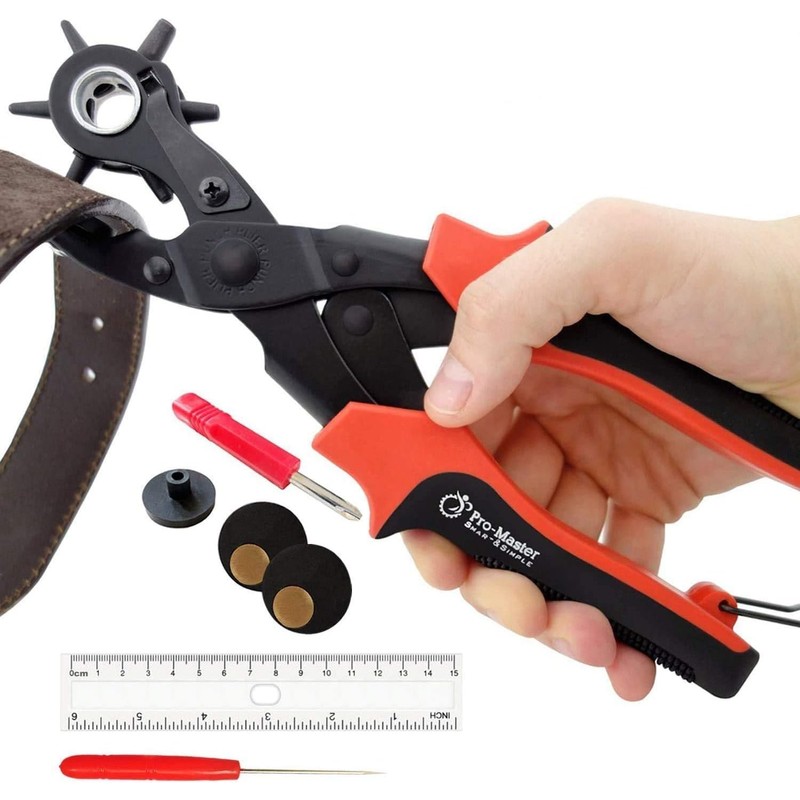 Professional Heavy Duty Belt Hole Puncher for Leather, Multi-Size Rotary