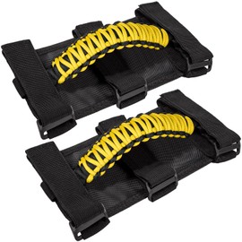 Roll Bar Grab Handles Grip Handle for Jeep Wrangler JK JKU JL JLU TJ YJ Sports Sahara Freedom Rubicon Unlimited Gladiator JT 1955-2023 UTV ATV Accessories Premium 550 Paracord (Yellow 2 Pack)