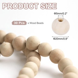 MECCANIXITY 50Pcs 20mm Wood Beads, Unfinished Wooden Natural Beads Round Wood Spacer Beads for Bracelets Hair Jewelry Making DIY Crafts Garland Macrame Home Decor