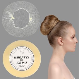 Hair Net 20 Inches 100 Pcs Hairnets for Women, Elastic Edge Mesh Invisible Hair Nets for Women Sleeping,Ballet Bun,Food Service,Work and Wig (100Pcs,Beige)
