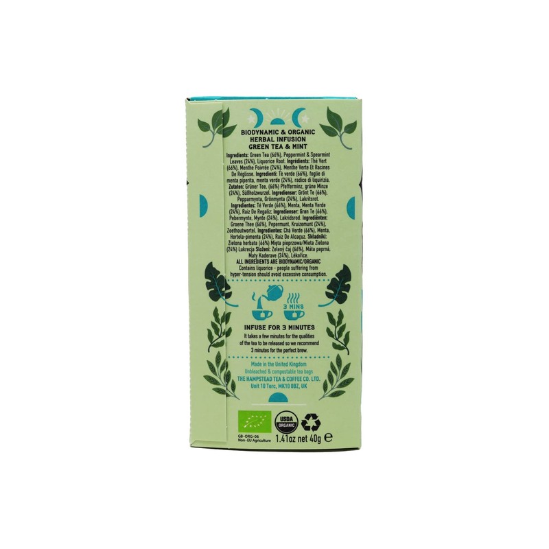 Hampstead Organic Mint Green 20 Teabags (Pack of 4 Total