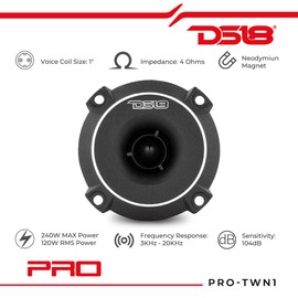 DS18 PRO-TWN1 - Titanium High Compression Neodymium Slim Super Bullet Tweeter 1" 240W Max 120W RMS with Built in Crossover Tweeters are The Best in The Pro Audio and Voceteo Market (1 Speaker)