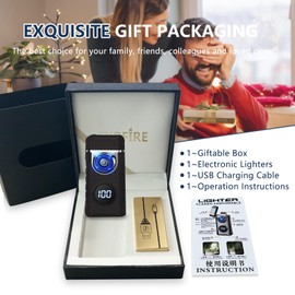 SKRFIRE Electric Lighter Windproof, Flame Electric Lighter Plasma-Flame Arc Lighter Rechargeable USB Lighter Flame Lighter with Battery Indicator （Matte Black）