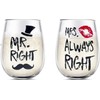 Pareja Copas de vino Conjunto MR RIGHT and MRS ALWAYS