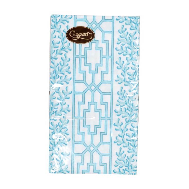 Caspari Coral And Trellis Robin's Egg Guest Towel Napkins -