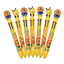Lopenle 8PCS 6-in-1 Multicolor Pens Giraffe Retractable Ballpoint Pens Novelty Lion Pen 6 Colors Ballpoint Pens For School Home Office Stationery Store